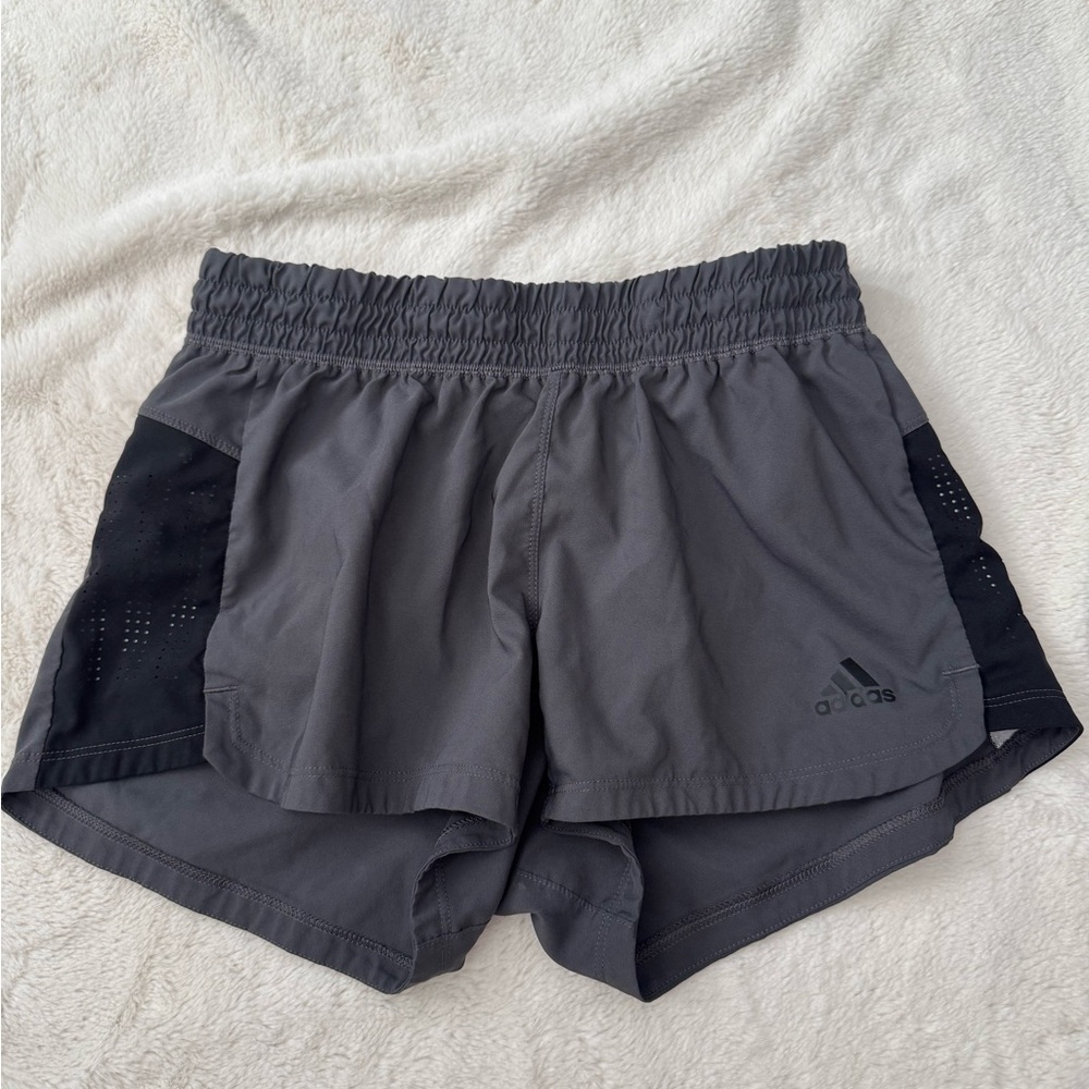 Adidas Charcoal and Black Running Shorts